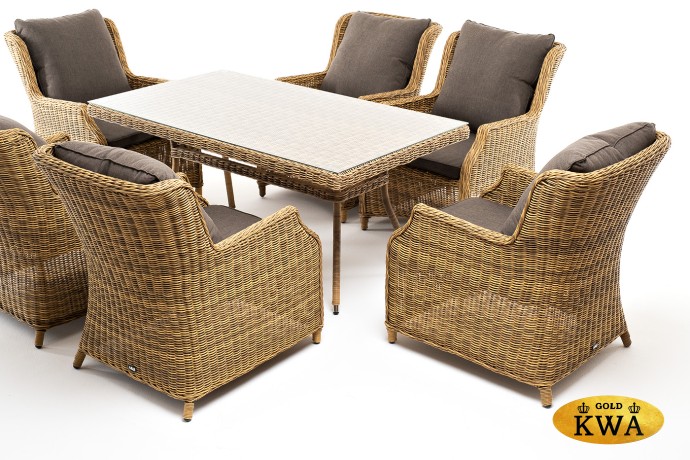 "Неаполь" обеденная группа плетеная из искусственного ротанга, цвет соломенный