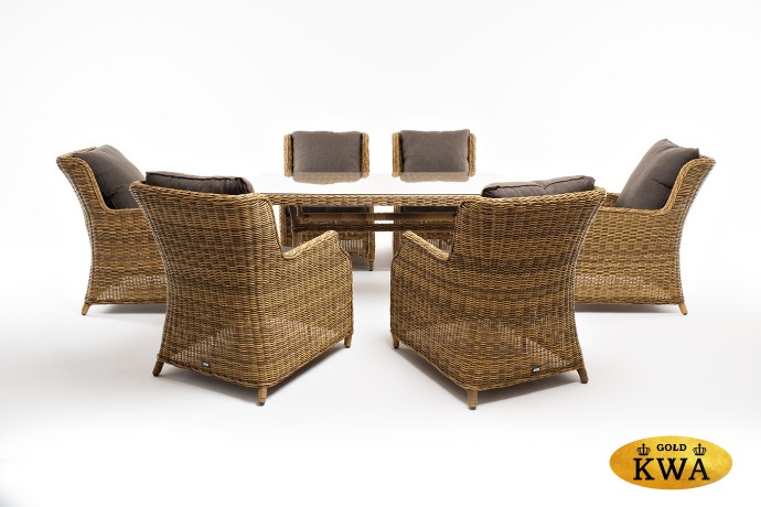 "Неаполь" обеденная группа плетеная из искусственного ротанга, цвет соломенный