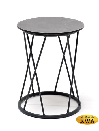 "Колумбия" журнальный стол из HPL круглый Ø40 H55, каркас из стали серый (RAL 7024), цвет столешницы "серый гранит"