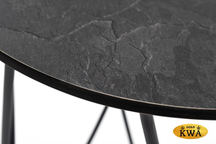 "Колумбия" журнальный стол из HPL круглый Ø40 H55, каркас из стали серый (RAL 7024), цвет столешницы "серый гранит"