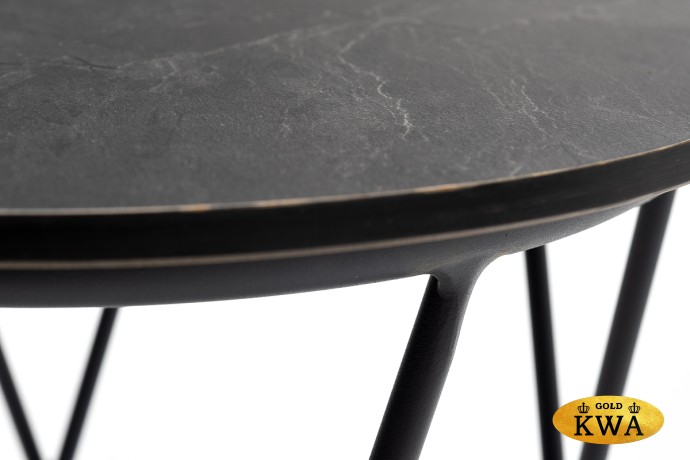 "Колумбия" журнальный стол из HPL круглый Ø40 H55, каркас из стали серый (RAL 7024), цвет столешницы "серый гранит"