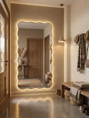 Фантазия (Fancy) XL LED Золото Зеркало в полный рост в раме с подсветкой
