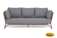 "Багамы" диван 3-местный плетеный из роупа, каркас алюминий коричневый (RAL8016) муар, роуп BZ23-ED31, ткань темно-серая 027