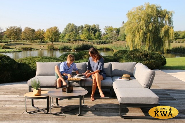 Boden Стол кофейный антрацит/коричневый, алюминий/закаленное стекло с керамической печатью