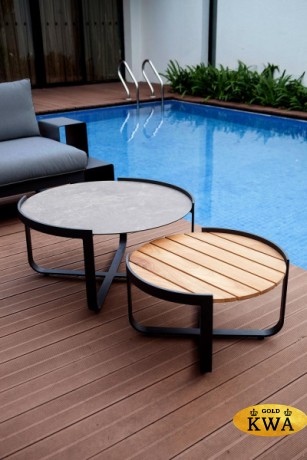 Boden Стол кофейный антрацит/коричневый, алюминий/закаленное стекло с керамической печатью