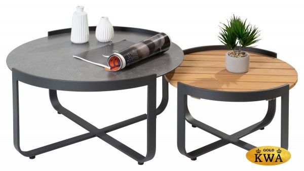 Boden Стол кофейный антрацит/коричневый, алюминий/закаленное стекло с керамической печатью