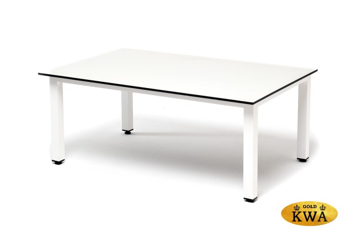 "Канны" журнальный столик из HPL 95х60, H40, каркас светло-серый (RAL 7035), цвет столешницы "молочный"