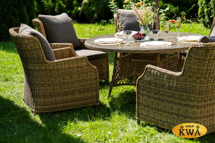 "Эспрессо–150 N" обеденная группа плетеная, цвет соломенный