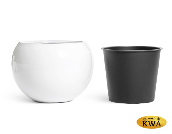 Кашпо TREEZ Effectory Gloss Полусфера Белый глянцевый лак в-43 см, д-60 см