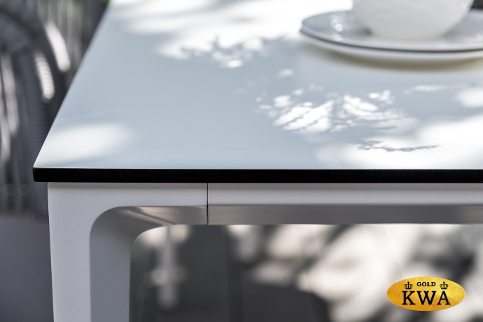 "Малага" обеденная группа на 6 персон со стульями "Марсель", каркас белый, роуп светло-серый