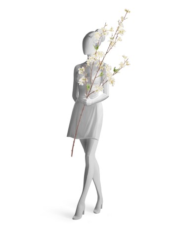 Ветка Сакуры белая Дворец императора средняя в-125 см 12/96