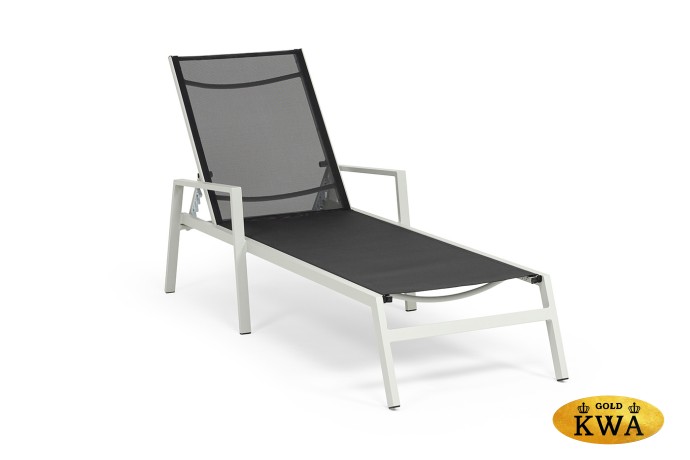 "Парма" шезлонг, каркас алюминий светло-серый (RAL7035) муар, ткань текстилен темно-серая