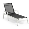 "Парма" шезлонг, каркас алюминий светло-серый (RAL7035) муар, ткань текстилен темно-серая