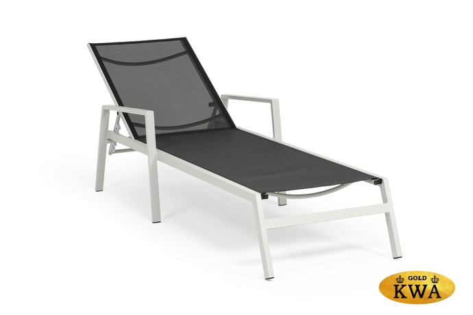 "Парма" шезлонг, каркас алюминий светло-серый (RAL7035) муар, ткань текстилен темно-серая
