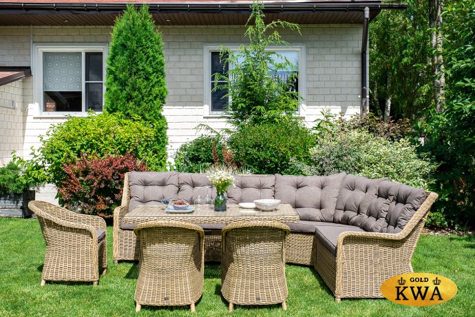 "Бергамо" плетеный левый модуль дивана, цвет соломенный