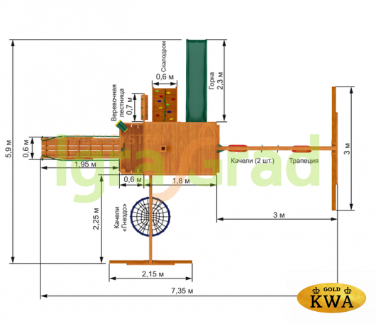 Детская площадка IgraGrad "Пиратский дом" (Дерево)