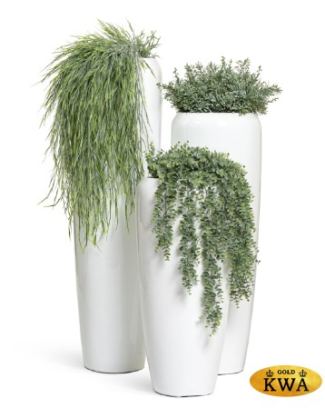 Кашпо TREEZ Effectory Gloss Высокий конус Design Белый глянцевый лак в-75 см, д-34 см 1/1