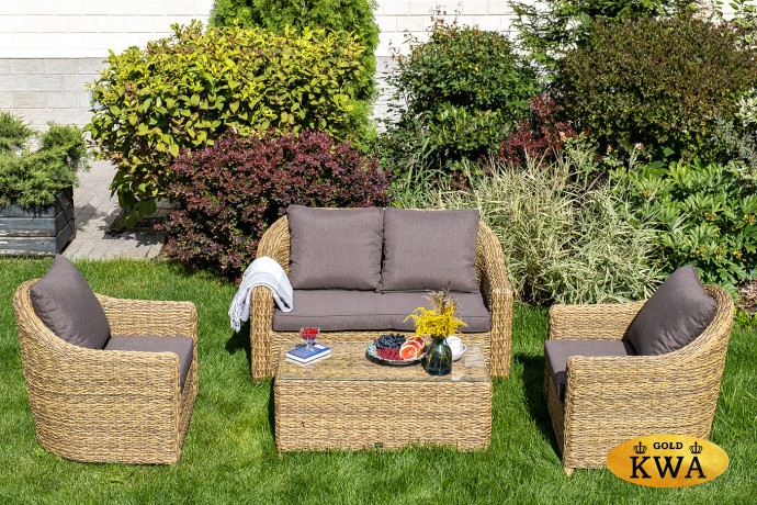 "Кон Панна" кресло из искусственного ротанга (гиацинт), цвет соломенный