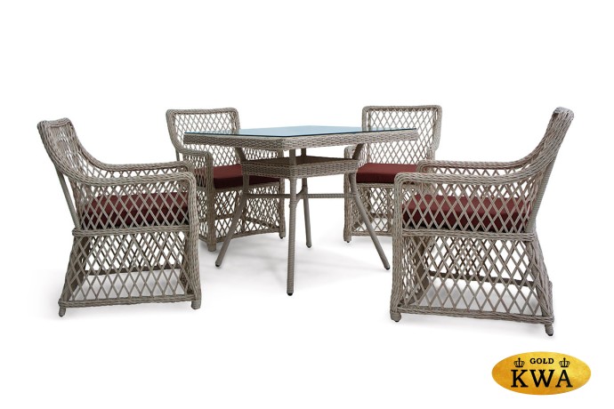 Плетеный комплект мебели MOKKA VILLA ROSA (4 персоны) + 8 подушек