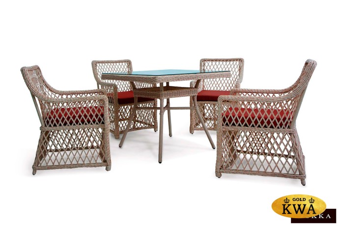 Плетеный комплект мебели MOKKA VILLA ROSA (4 персоны) + 8 подушек