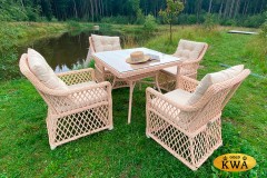 Плетеный комплект мебели MOKKA VILLA ROSA (4 персоны) + 8 подушек