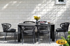 &quot;Венето&quot; обеденная группа на 6 персон со стульями &quot;Милан&quot;, каркас темно-серый, роуп темно-серый