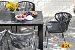 &quot;Венето&quot; обеденная группа на 6 персон со стульями &quot;Милан&quot;, каркас темно-серый, роуп темно-серый