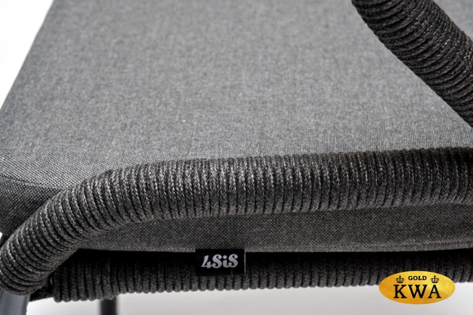 "Венето" обеденная группа на 6 персон со стульями "Милан", каркас темно-серый, роуп темно-серый