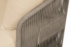 "Альбано" диван 3-местный плетеный из роупа, каркас алюминий светло-серый (RAL7035) муар, роуп серый меланж круглый, ткань Mossle светло-бежевая