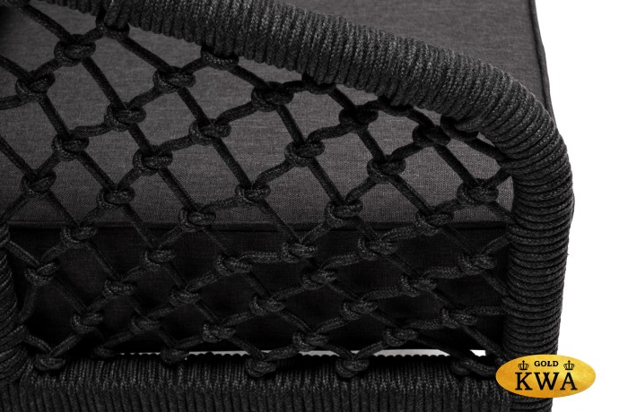 "Канны" кресло плетеное из роупа (узелки), каркас алюминий темно-серый (RAL7024) муар, роуп темно-серый круглый, ткань Savana Grafit