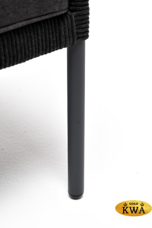 "Канны" кресло плетеное из роупа (узелки), каркас алюминий темно-серый (RAL7024) муар, роуп темно-серый круглый, ткань Savana Grafit