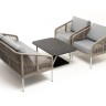"Канны" лаунж-зона 4-местная из роупа со столом "Глория" (серый гранит), каркас алюминиевый светло-серый, роуп салатовый меланж