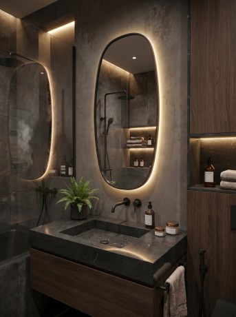 Ovo M LED Gold Зеркало в раме с подсветкой