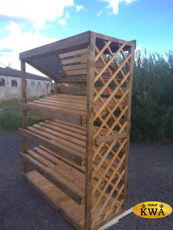 Стеллаж деревянный с зеркалом для овощей и фруктов под корзины