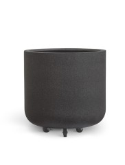 Кашпо TREEZ Effectory Granit Цилиндрическая чаша Чёрный песок на колесиках д-60, в-61 см