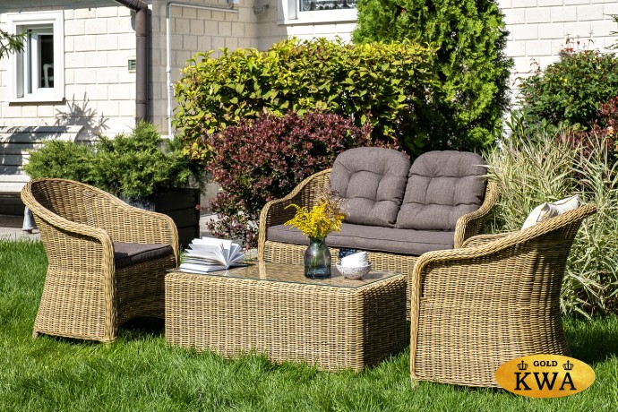 "Равенна" лаунж-зона из искусственного ротанга, цвет соломенный