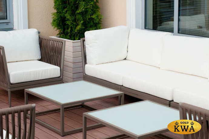 Касабланка столик кофейный стеклянный, каркас из алюминия