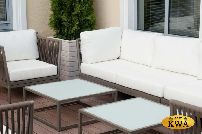 Касабланка столик кофейный стеклянный, каркас из алюминия