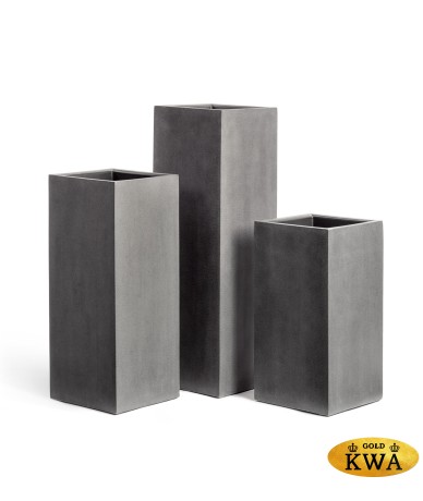 Кашпо TREEZ Effectory Beton Высокий куб Тёмно-серый бетон в-97 см, 31х31 см 1/1