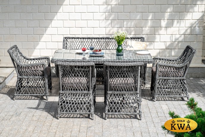 "Латте" диван двухместный из искусственного ротанга, цвет графит