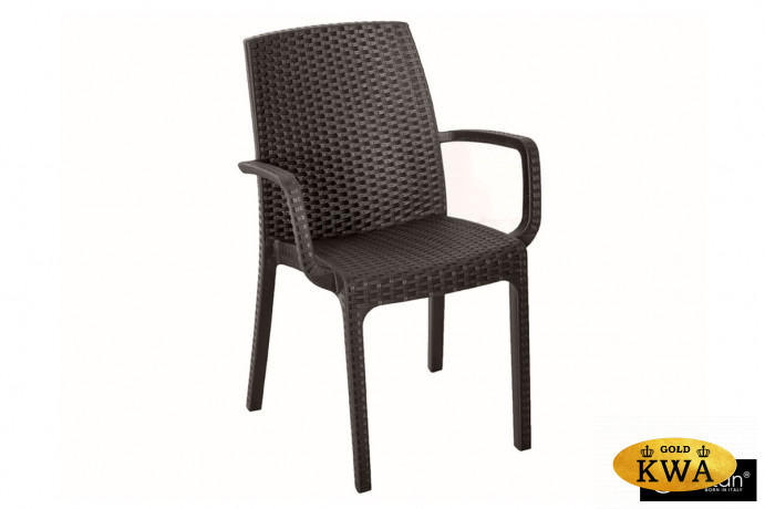 Стул пластиковый ротанг INDIANA с подлокотниками Nebraska, коричневый