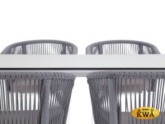 &quot;Малага&quot; обеденная группа на 4 персоны со стульями &quot;Марсель&quot;, каркас белый, роуп светло-серый