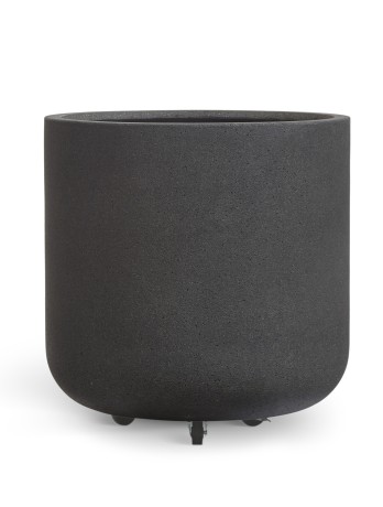 Кашпо TREEZ Effectory Granit Цилиндрическая чаша Чёрный песок на колёсиках д-73, в-75 см