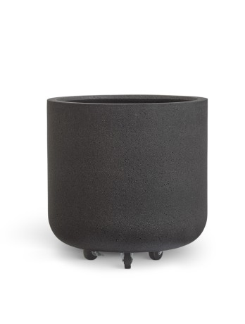 Кашпо TREEZ Effectory Granit Цилиндрическая чаша Чёрный песок на колёсиках д-73, в-75 см