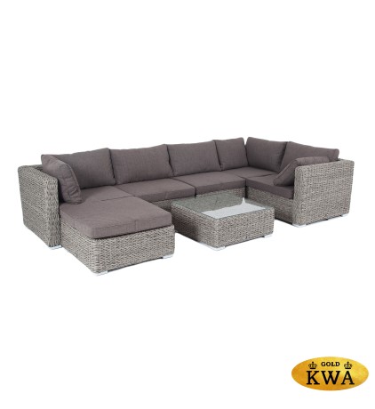 "Лунго" трансформирующаяся лаунж-зона из искусственного ротанга (гиацинт), цвет серый