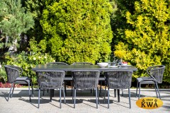 "Турин" обеденный стол из HPL квадратный 230х110х75см, цвет "серый гранит"