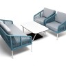 "Канны" лаунж-зона 4-местная из роупа со столом "Глория" (молочный), каркас алюминиевый светло-серый, роуп бирюзовый
