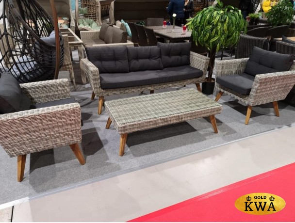 Комплект плетеной мебели с диваном AFM-605G Grey