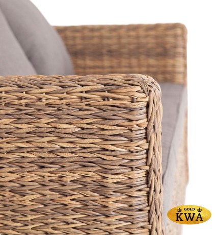 "Капучино" диван из искусственного ротанга (гиацинт) трехместный, цвет соломенный