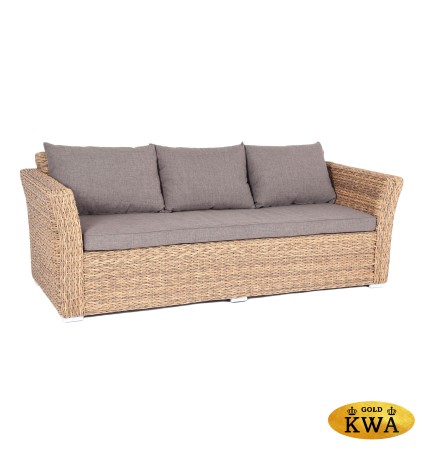 "Капучино" диван из искусственного ротанга (гиацинт) трехместный, цвет соломенный